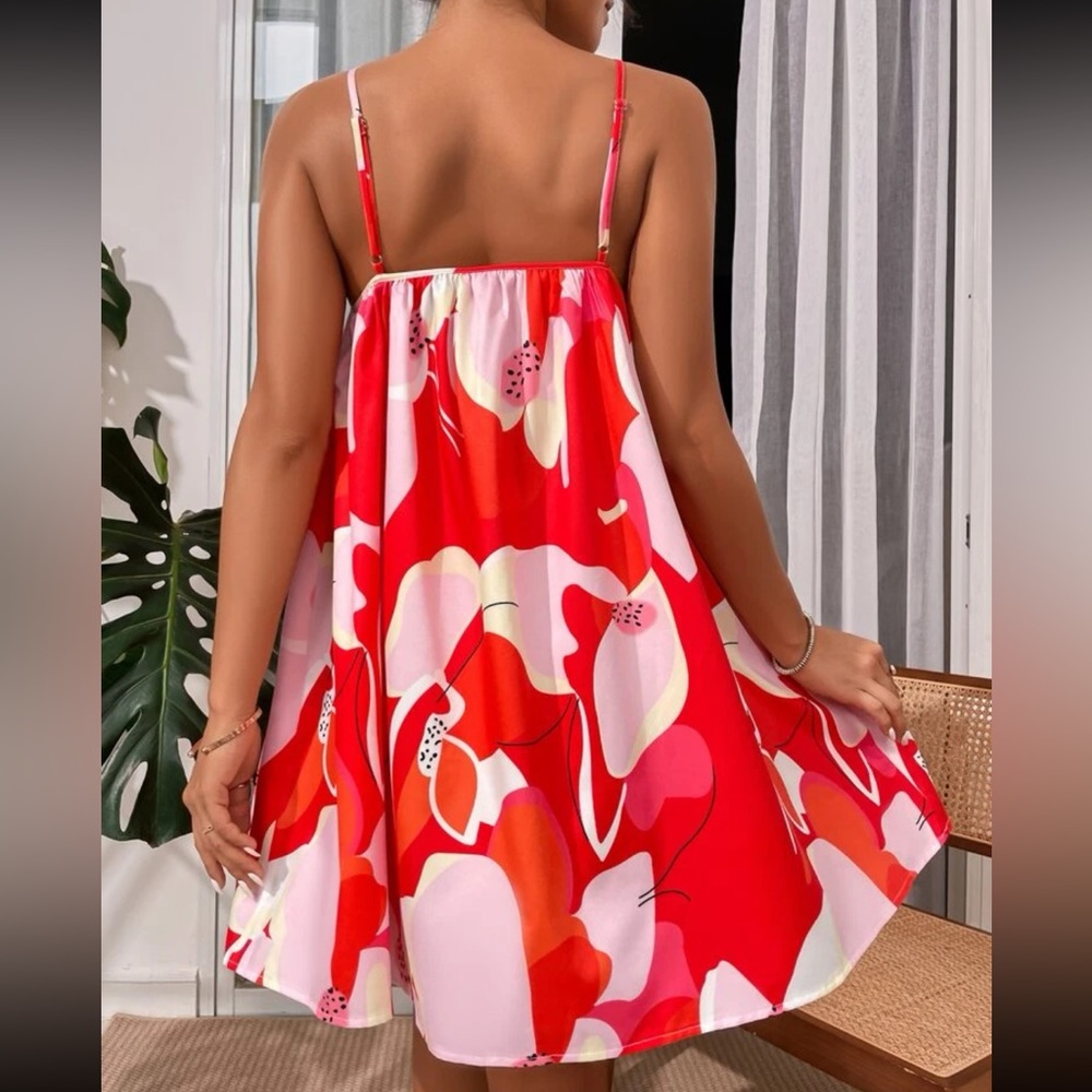 Boho Abstract Print Halter Dress Hot Pink - Picture 13 of 16